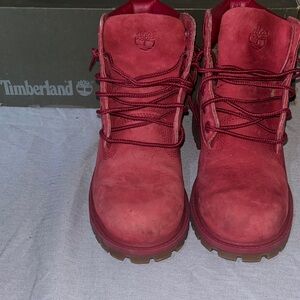 Kids size 3 Timberland premium 6 in Lace-Up waterproof winter Boots- nubuck